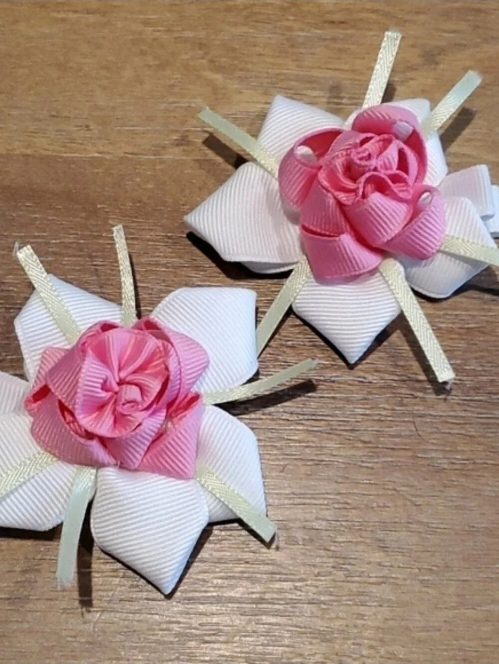 Hot Pink Rose Hair Clips Set of 2 Kawaii Coquette Cottagecore Hair Bows